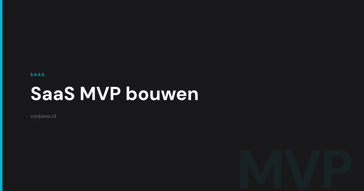SaaS MVP laten bouwen - kosten, scope en planning